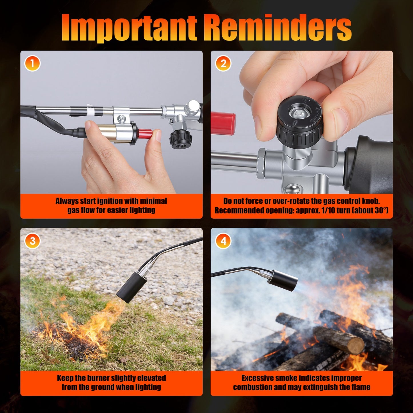 180,000 BTU Propane Weed Torch with 10ft Hose, Adjustable Flame, Fire Starter
