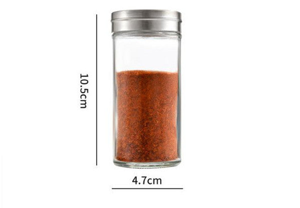 Hanging Spice Jar Storage Rack for Kitchen - 6 Glass Bottles, Punch-Free Design