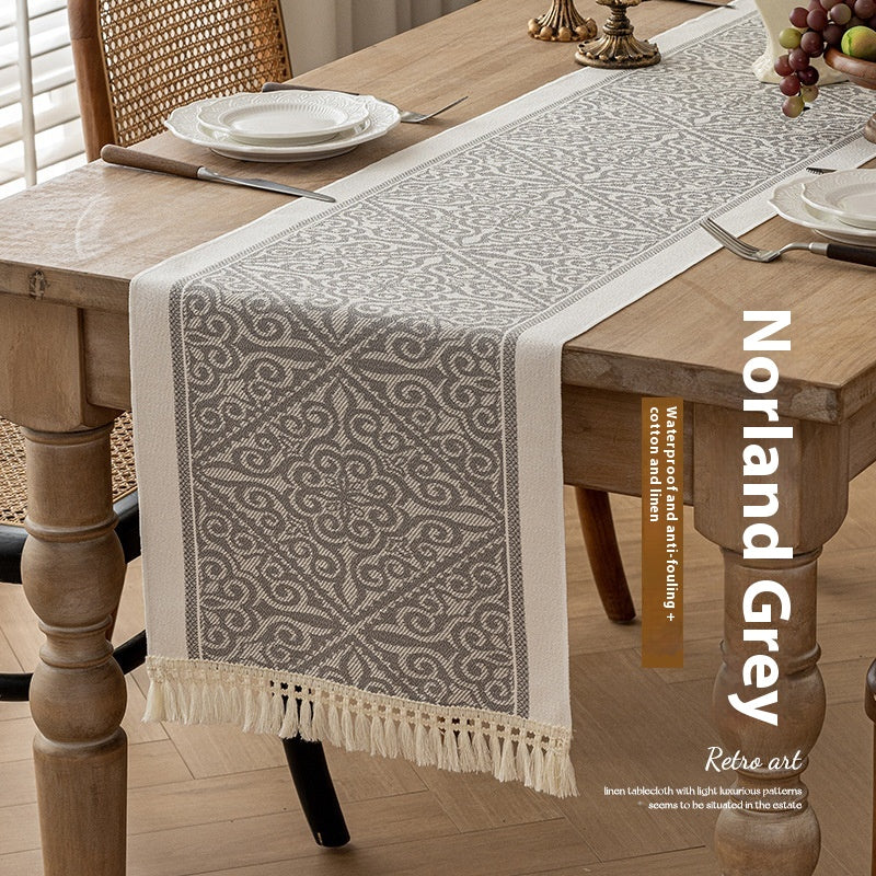 Cotton Linen Dining Tablecloth for Kitchen & Dining - Long Size
