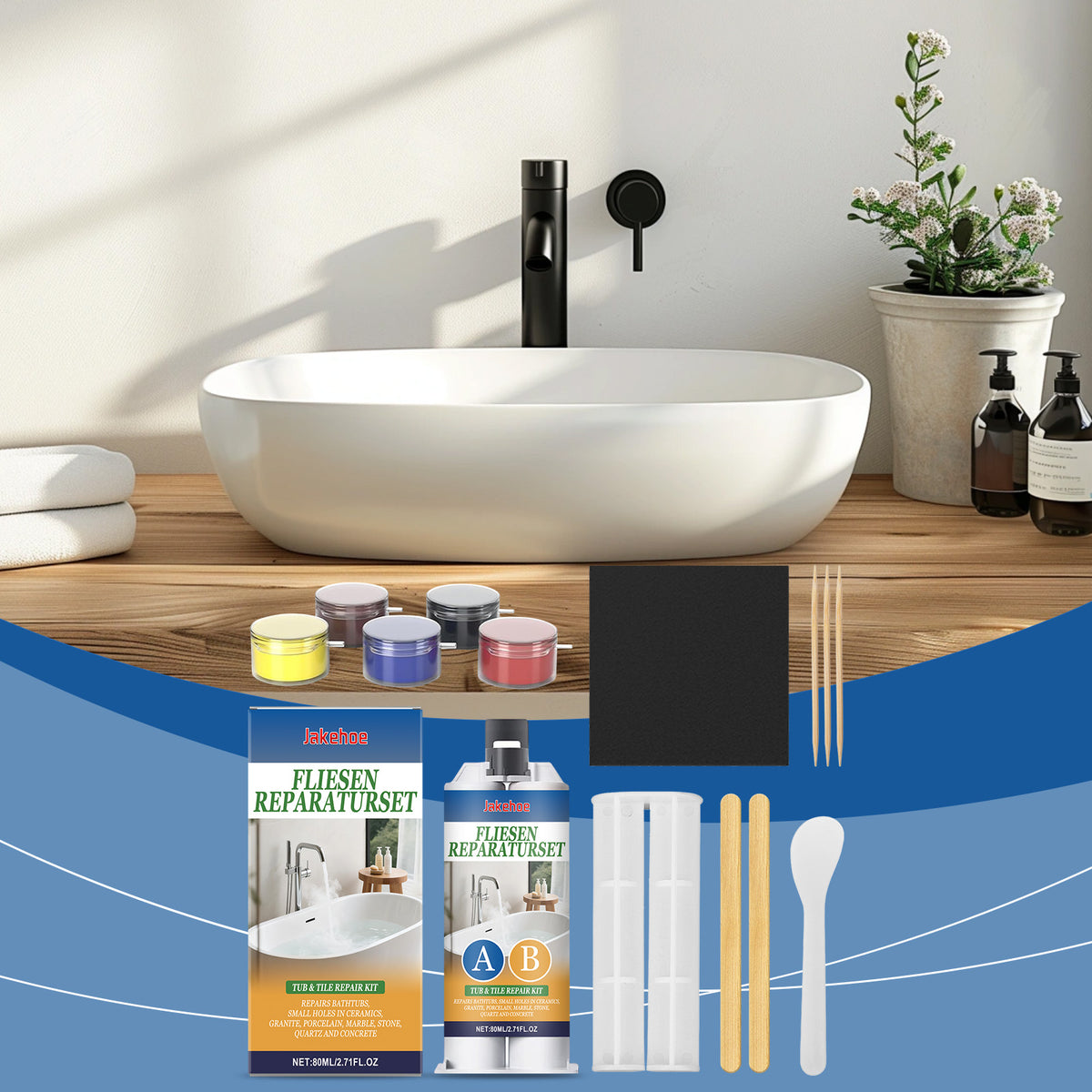 Ceramic Tile Repair Kit - Seamless Bonding for Bathroom & Kitchen Surfaces