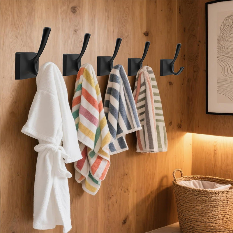 6pcs Black Single Hook Vintage Wall Hanger Minimalist Coat Hooks