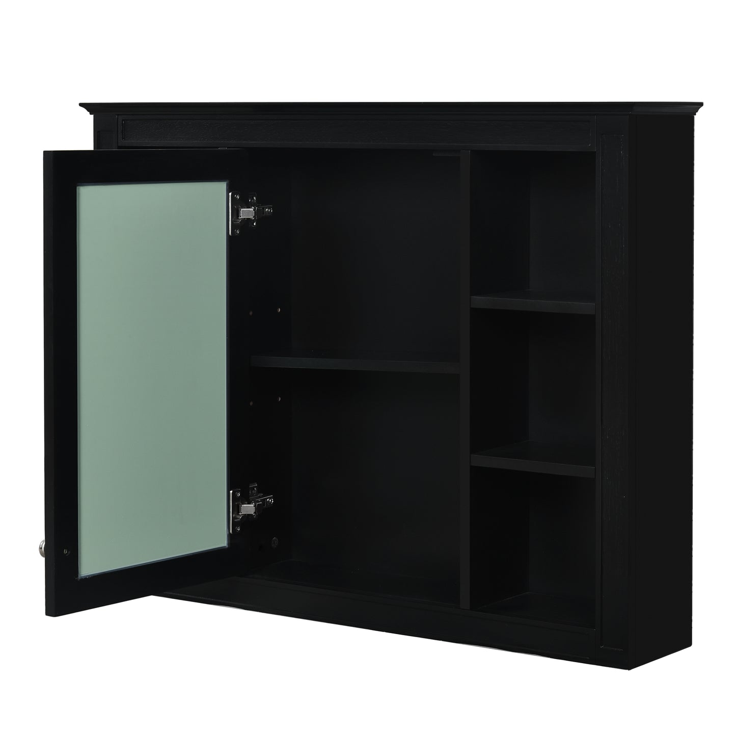 35'' x 28'' Wall Mounted Medicine Cabinet with Mirror - Black