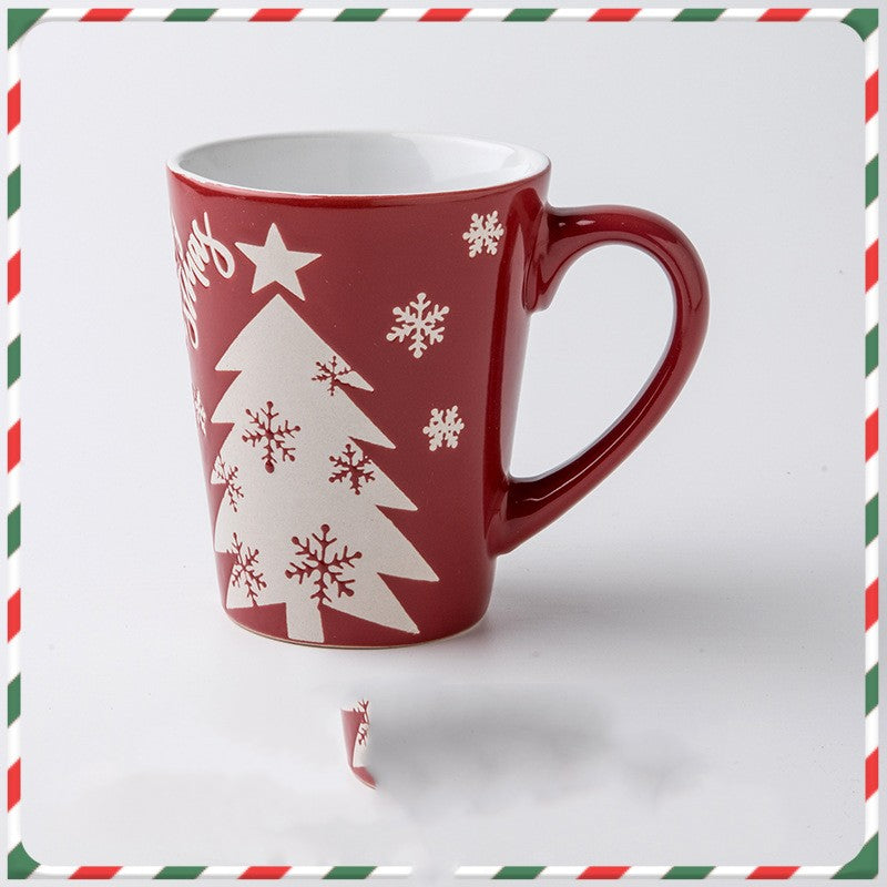 Christmas Cartoon Snowman Santa Ceramic Mug - Holiday Gift Drinkware