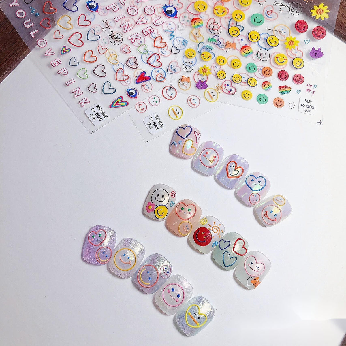 Nail Sticker Japanese Adhesive Nail Art Decals - Transparent, Relief Styles