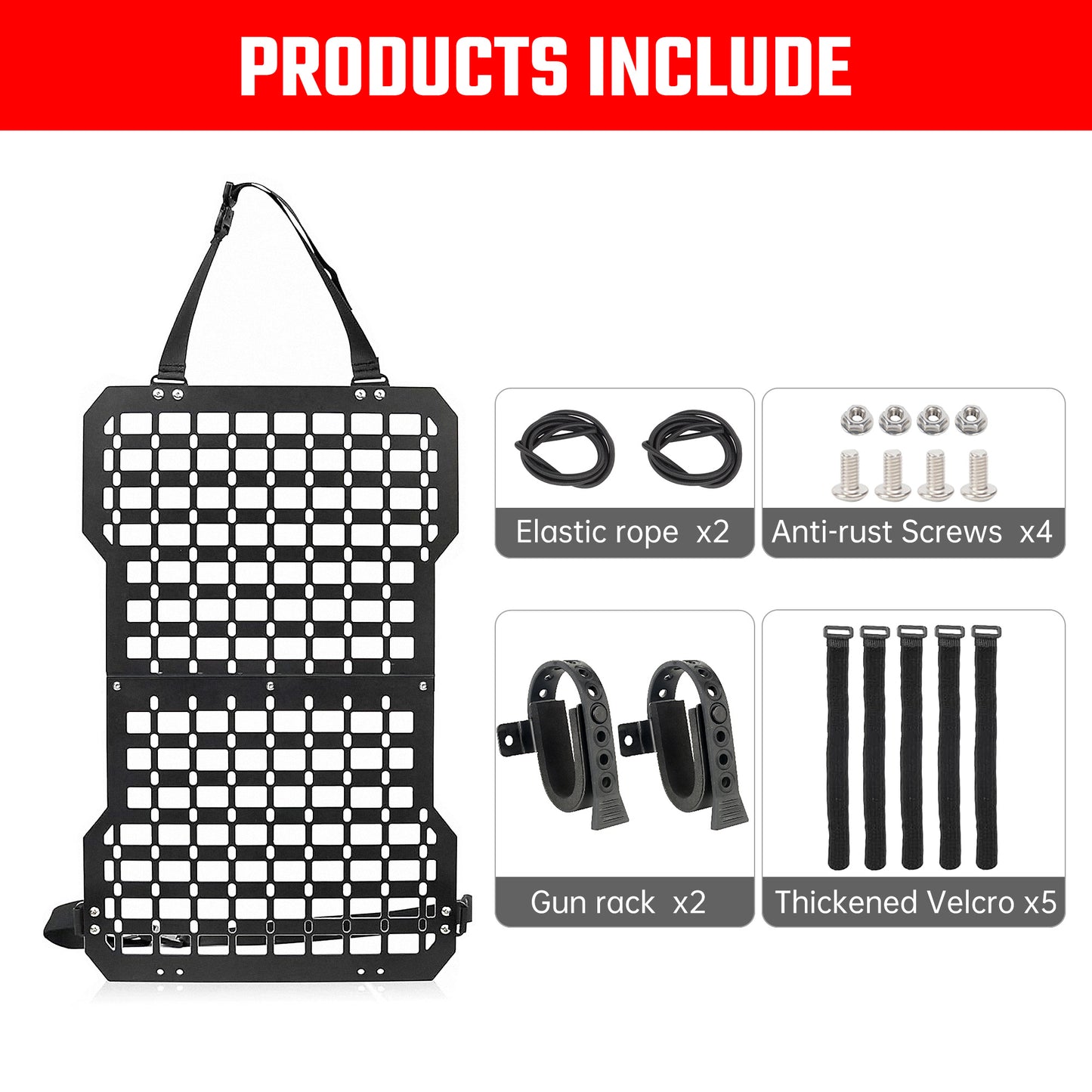 Universal Seat Back Molle Panel Organizer With Gun Holder