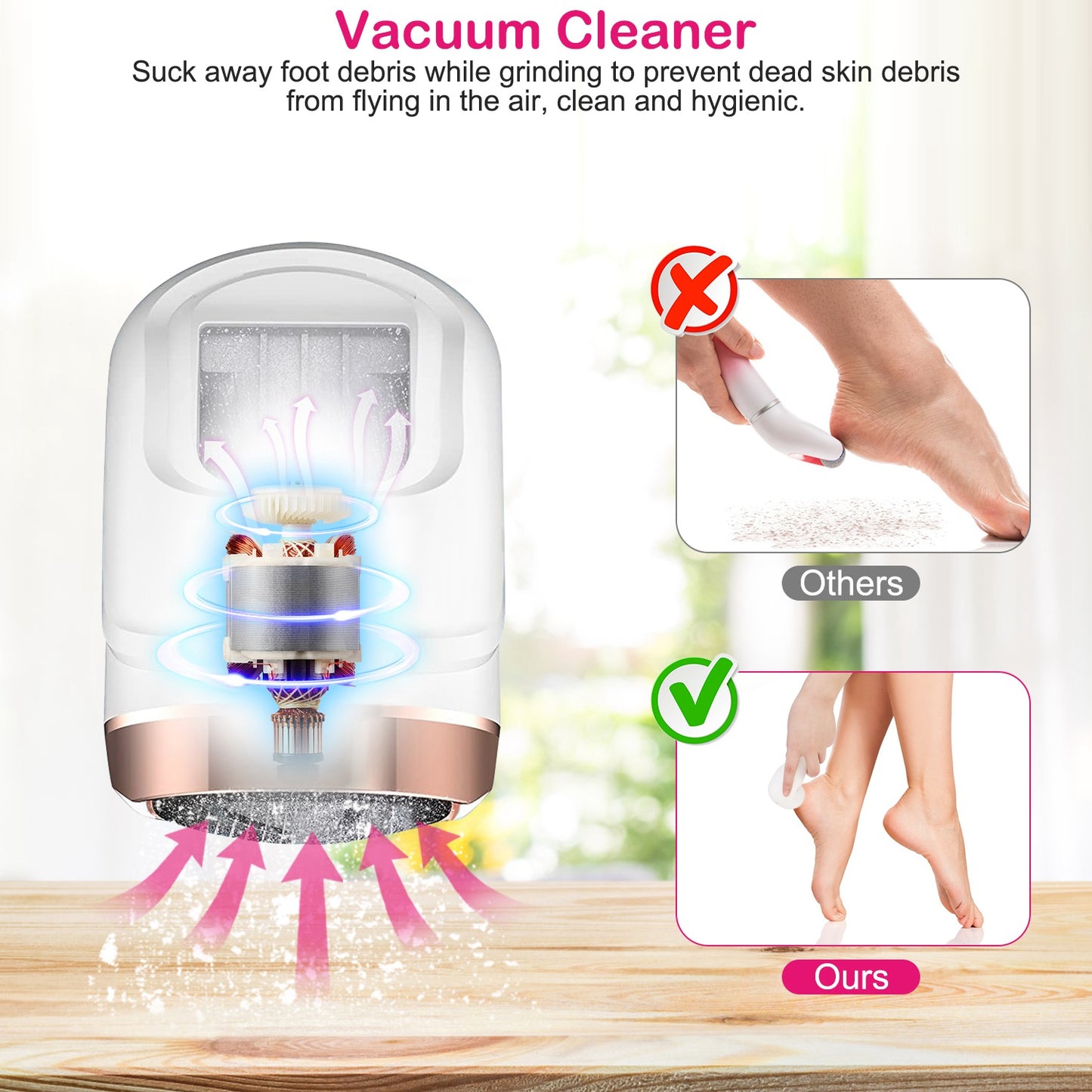 17-Piece Electric Foot Callus Remover with Vacuum and 3 Grinding Heads