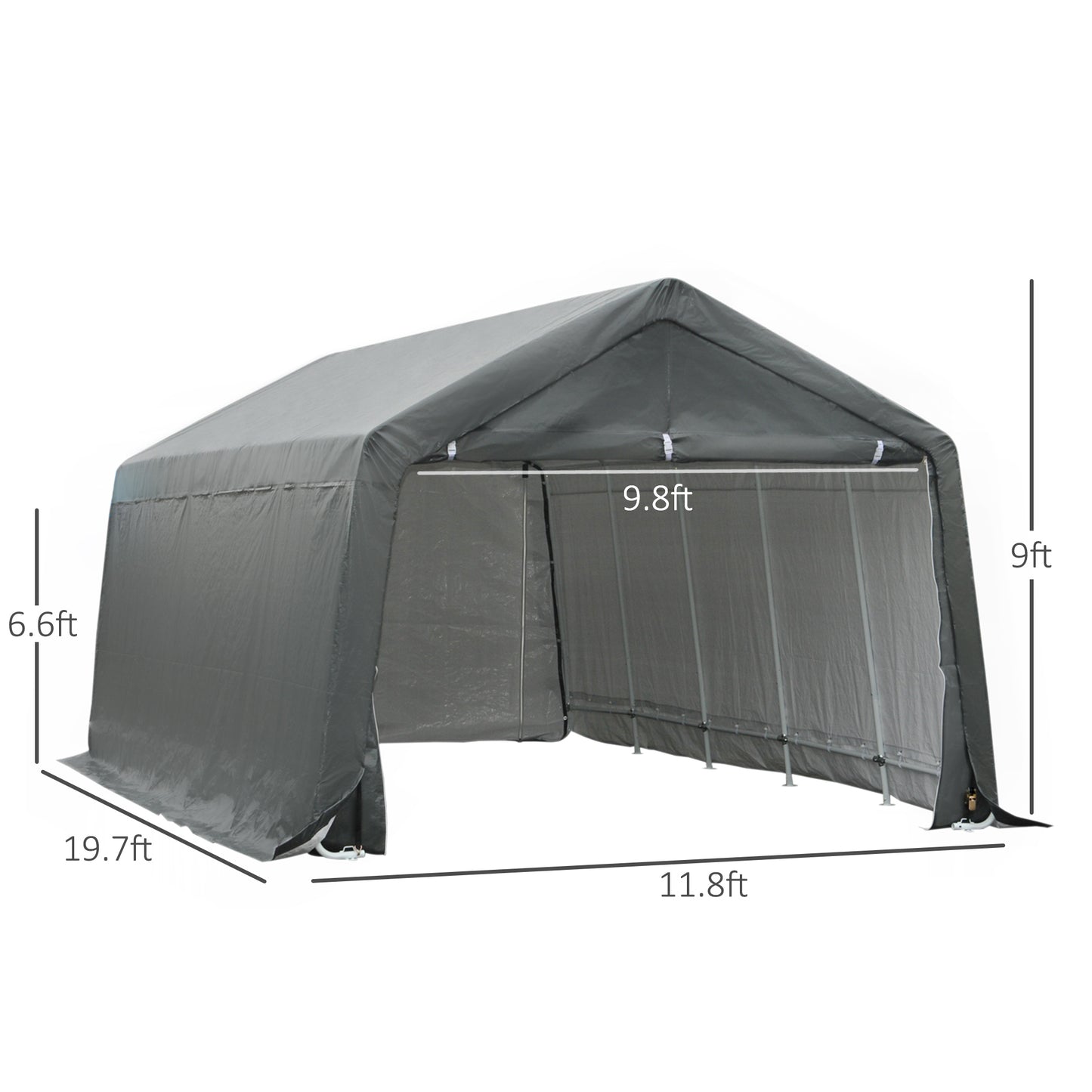 Heavy Duty Portable Garage Carport - 12x20 ft Shelter for Bikes & Tools