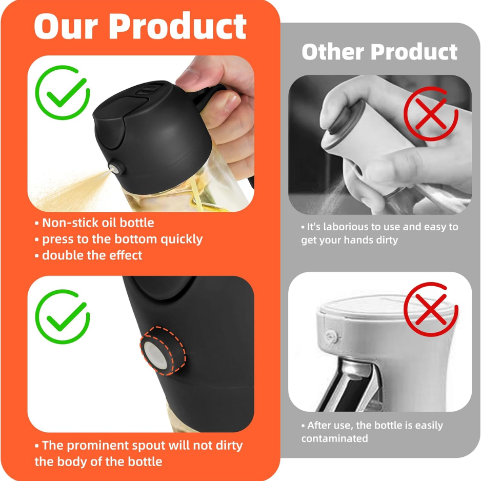 16oz Glass Olive Oil Sprayer & Dispenser - Black