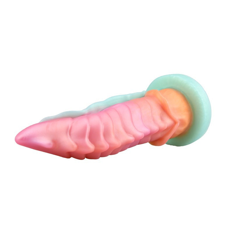 Liquid Silicone Adult Dildo - Mixed Color, Profiled Penis, 225x50mm