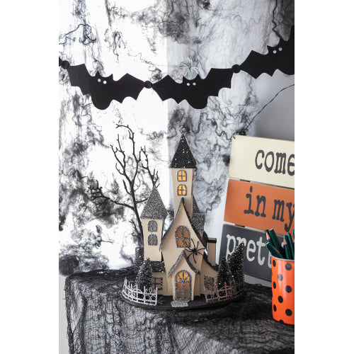 Lighted Haunted House Tabletop Decor - Halloween Decoration, 10x8.3x13.5"