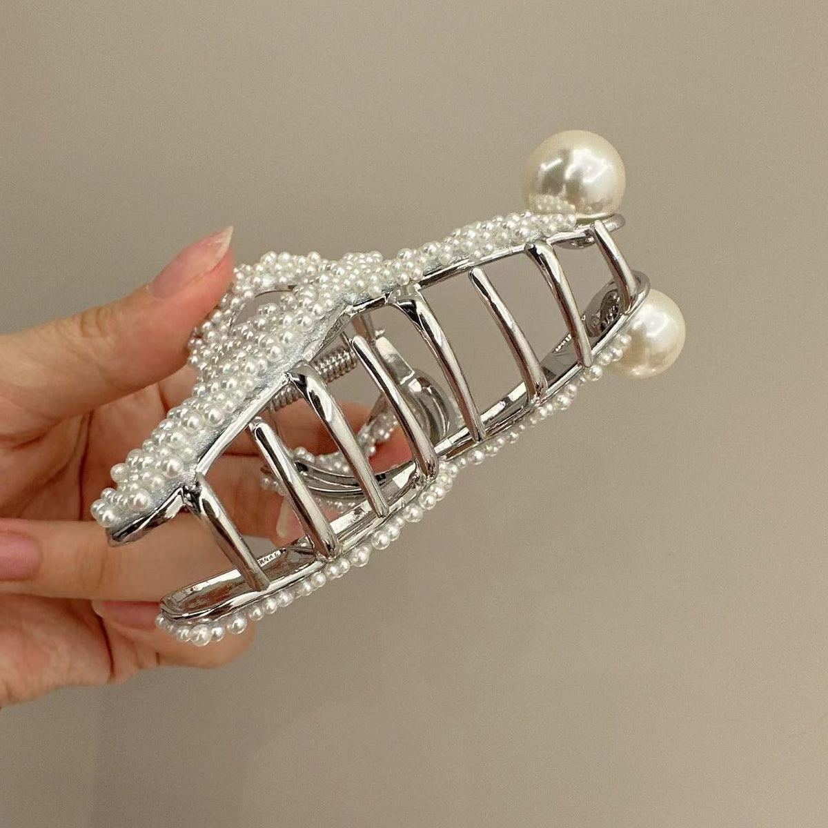 Pearl Grip Updo Barrettes - 8cm
