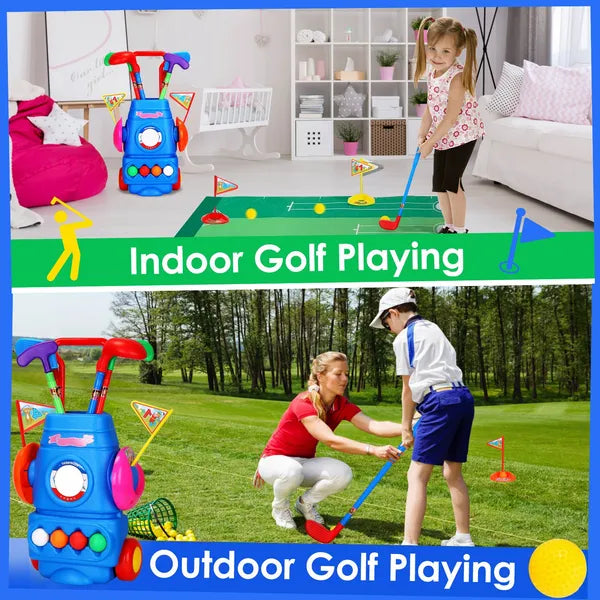 Toddler Golf Set with Golf Cart, 4 Balls & 4 Clubs - Multicolor