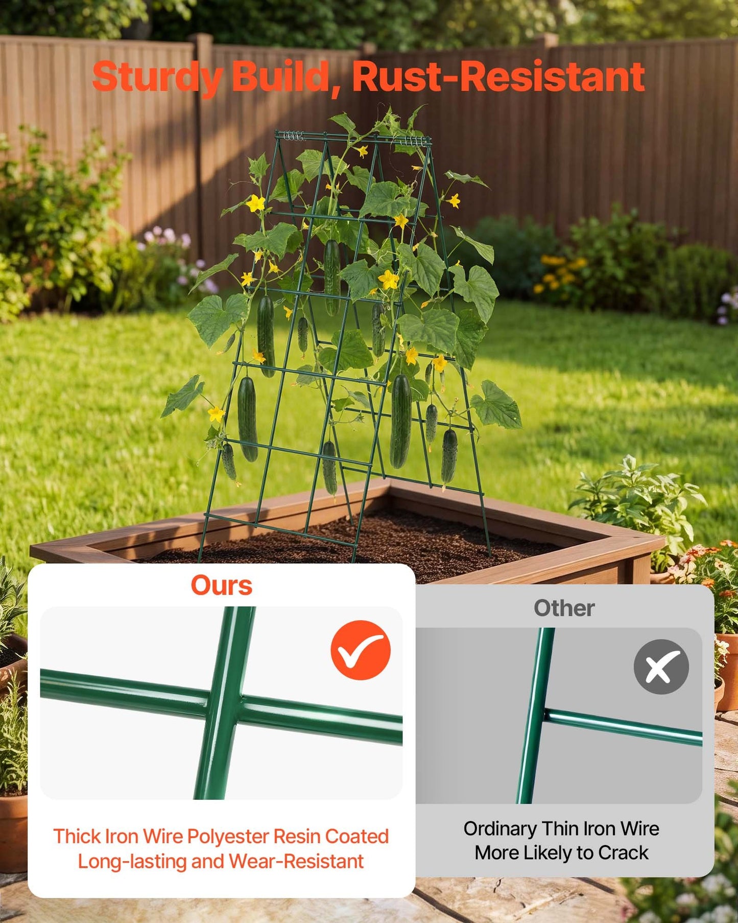 Garden Trellis A-Frame 4 Pack for Climbing Plants, Rustproof Metal Support - Black