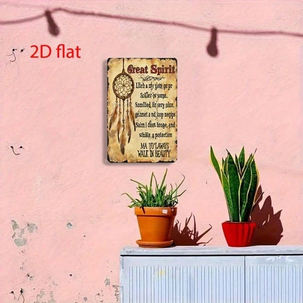 Retro Dream Catcher Metal Art Plaque - Inspirational Home Decor