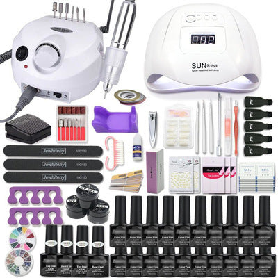 Nail Art Tool Set with UV Lamp & Nail Glue