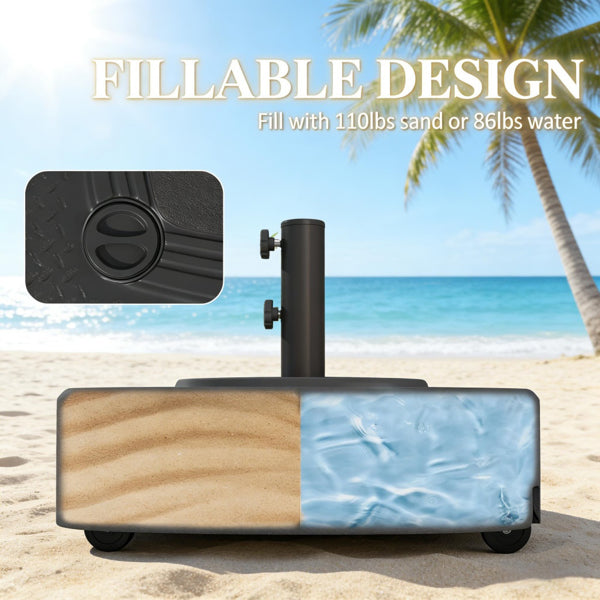 Outdoor Umbrella Base with Wheels - Fits Up to 13.1' Umbrellas