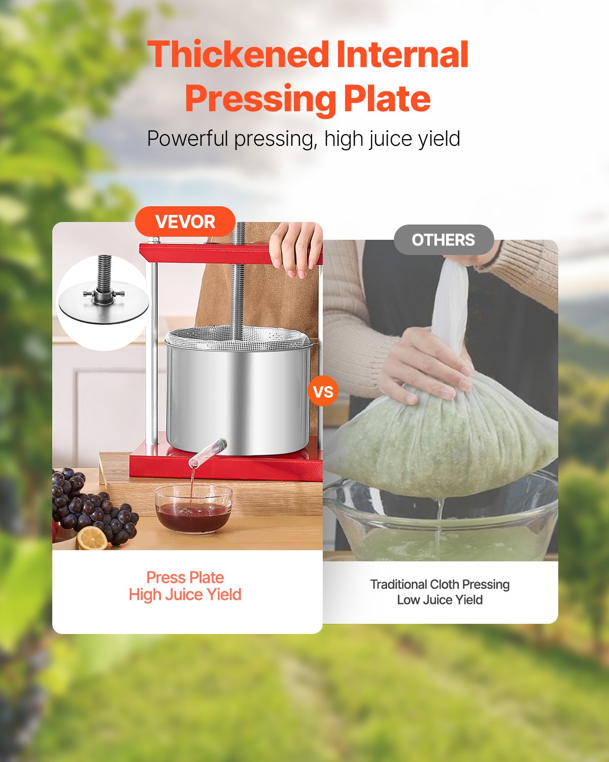 Manual Fruit Wine Press - 1.6 Gallon Stainless Steel Juicer