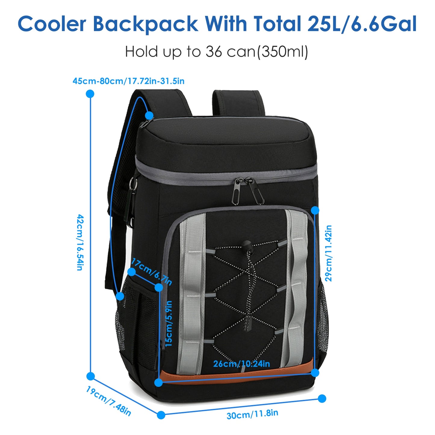 Insulated Cooler Backpack with 36 Can Capacity - Multi-Pocket Design