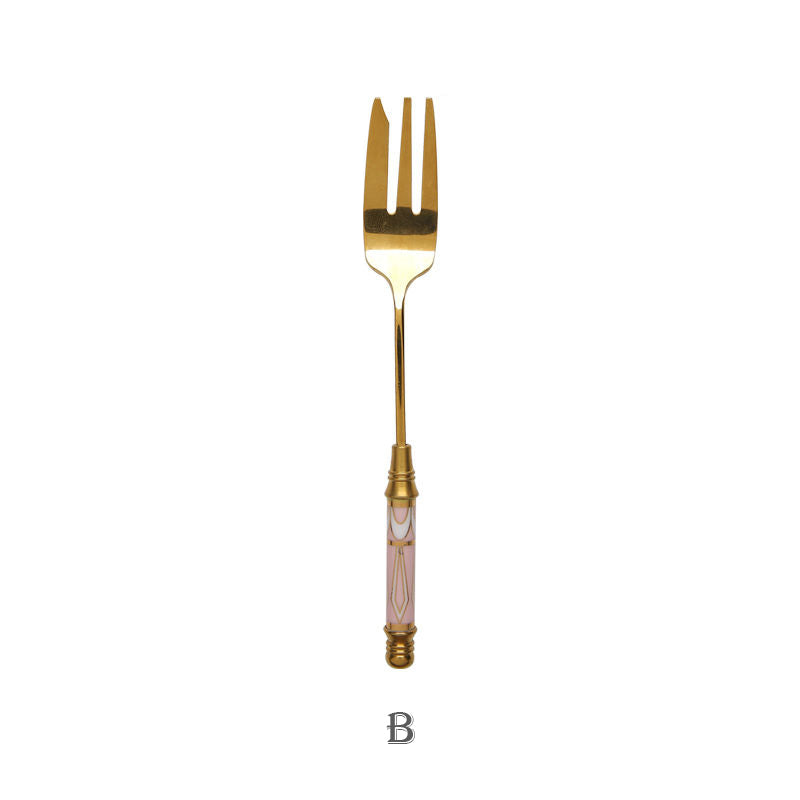European Retro Gold-Plated Stainless Steel Dessert Spoon Set - Multiple Styles