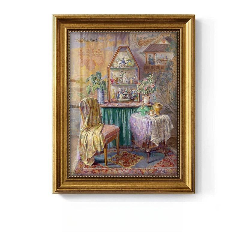 European American Style Decorative Oil Painting with Gold Frame - Landscape or Character