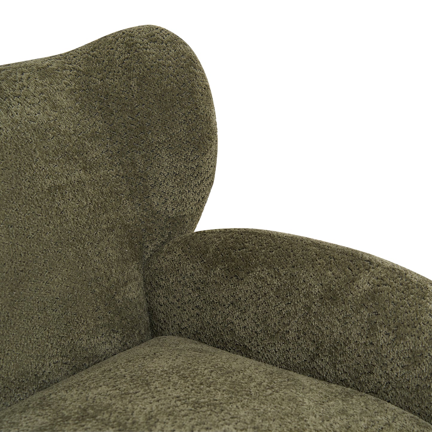 58-Inch Olive Green Chenille Fabric Loveseat with Curved Backrest