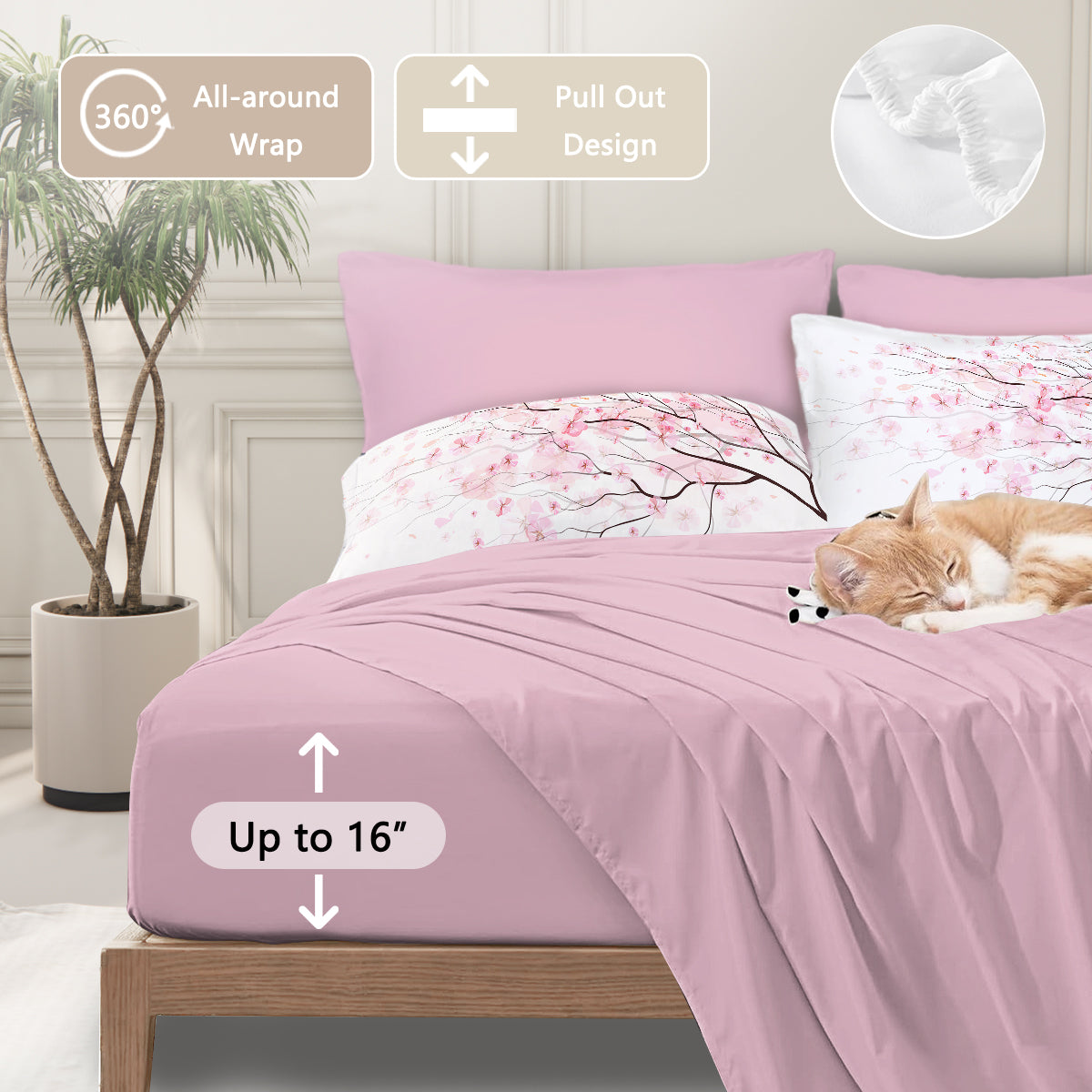 Cherry Blossom Comforter Set - 8 Pieces Twin Size Soft Bedding