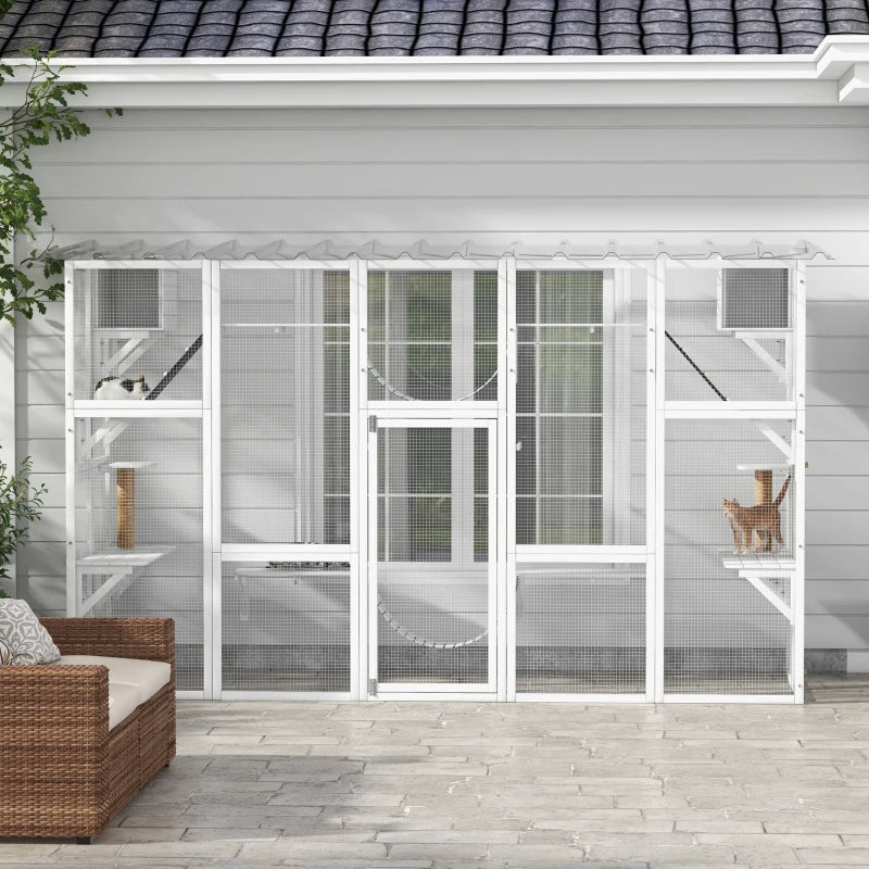 Large Outdoor Cat Window Box with Shelves & Bridges - Weather-Resistant Pet Enclosure