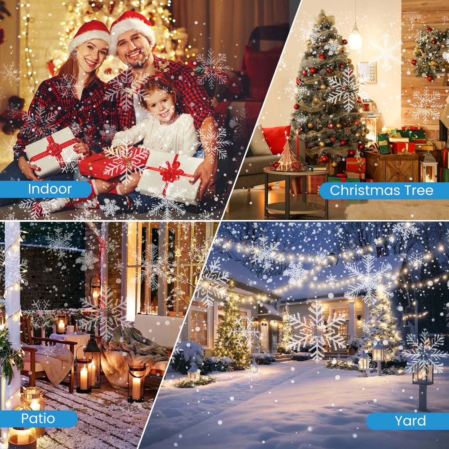 Christmas Snowflake Projector Light Dual Head Waterproof LED Outdoor Decoration