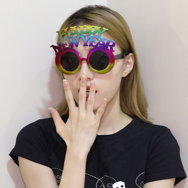 Funny New Year Party Glasses Supplies Photo Props Unisex Dress Up Accessories