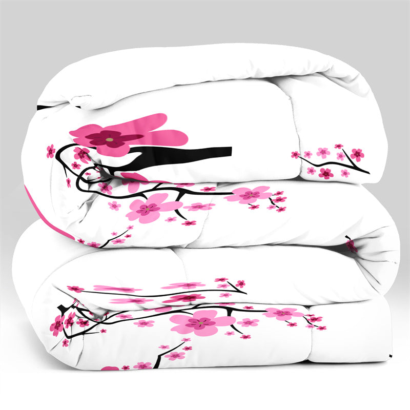 Pink Floral 5-Piece Quilt Set with Pillow Shams & Covers