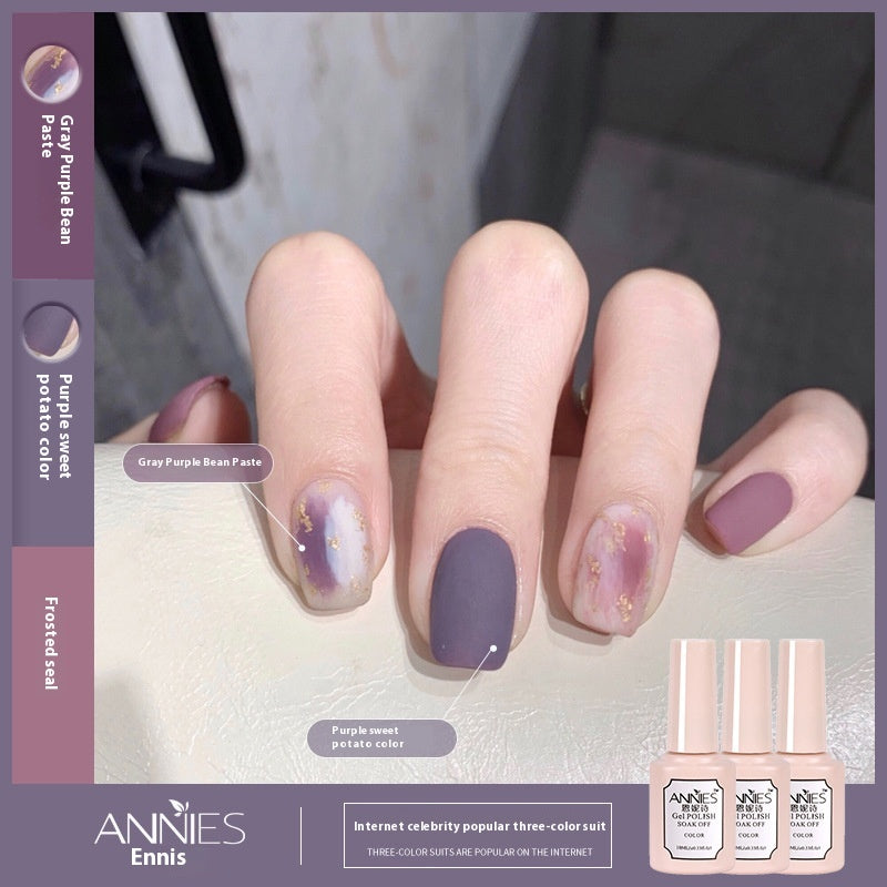 Three-Color Gel Nail Polish Set for Manicure - Nude, Purple, Orange