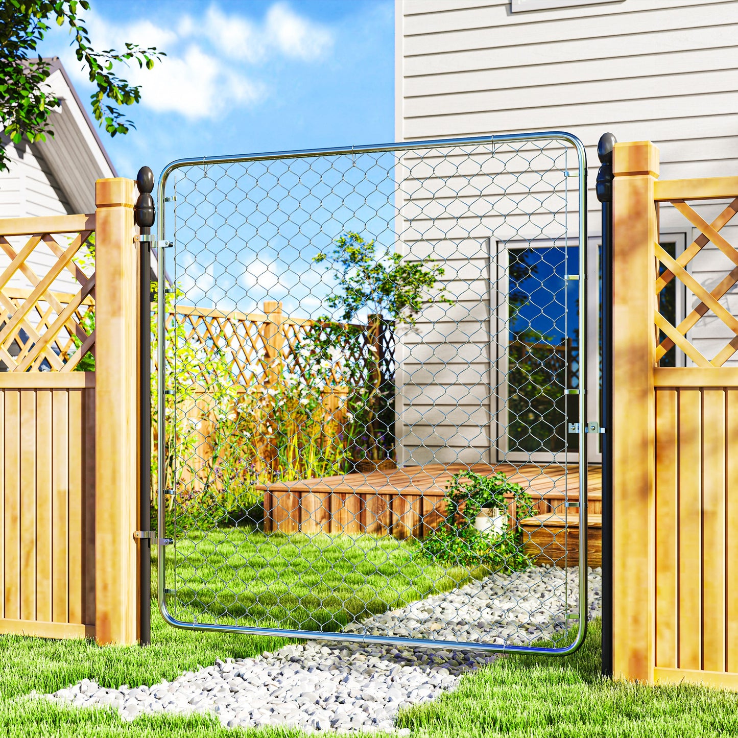 Galvanized Steel Garden Gate - 70.9 x 70.9 in. Silver