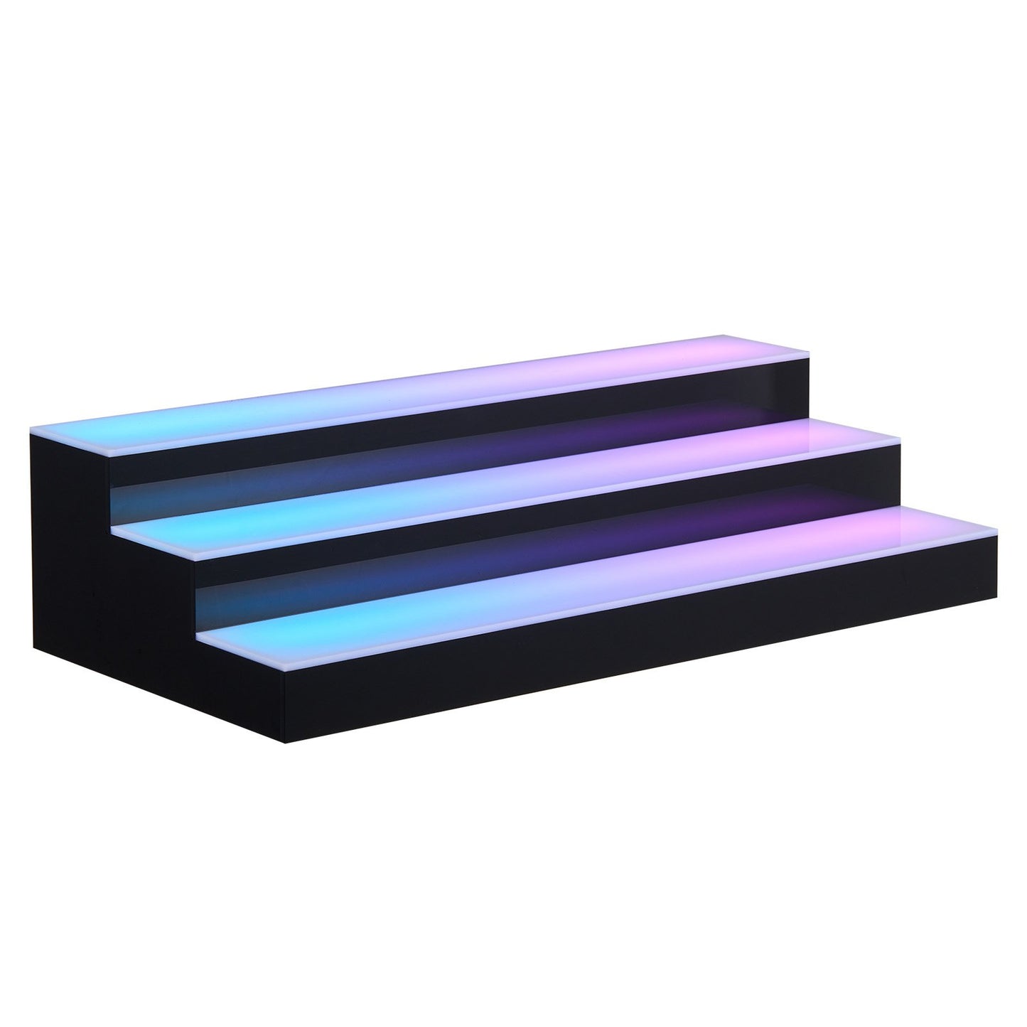 LED Liquor Bottle Display with Remote Control - 3 Tiers, Acrylic Lighted Bar Shelf