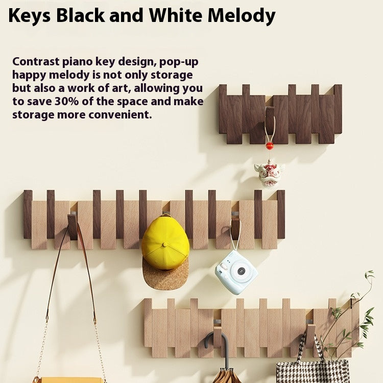 Wooden Wall Clothes Hooks Set - Modern Hallway Hanger with Multiple Hooks