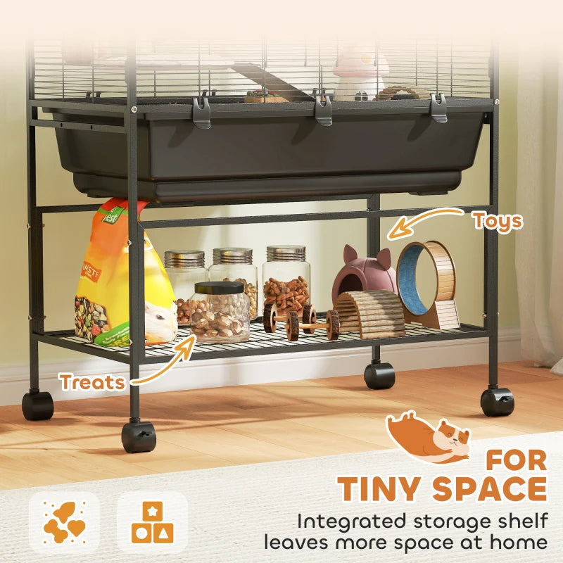 Large 5-Tier Hamster Cage with Deep Tray, Exercise Wheel & Storage Shelf