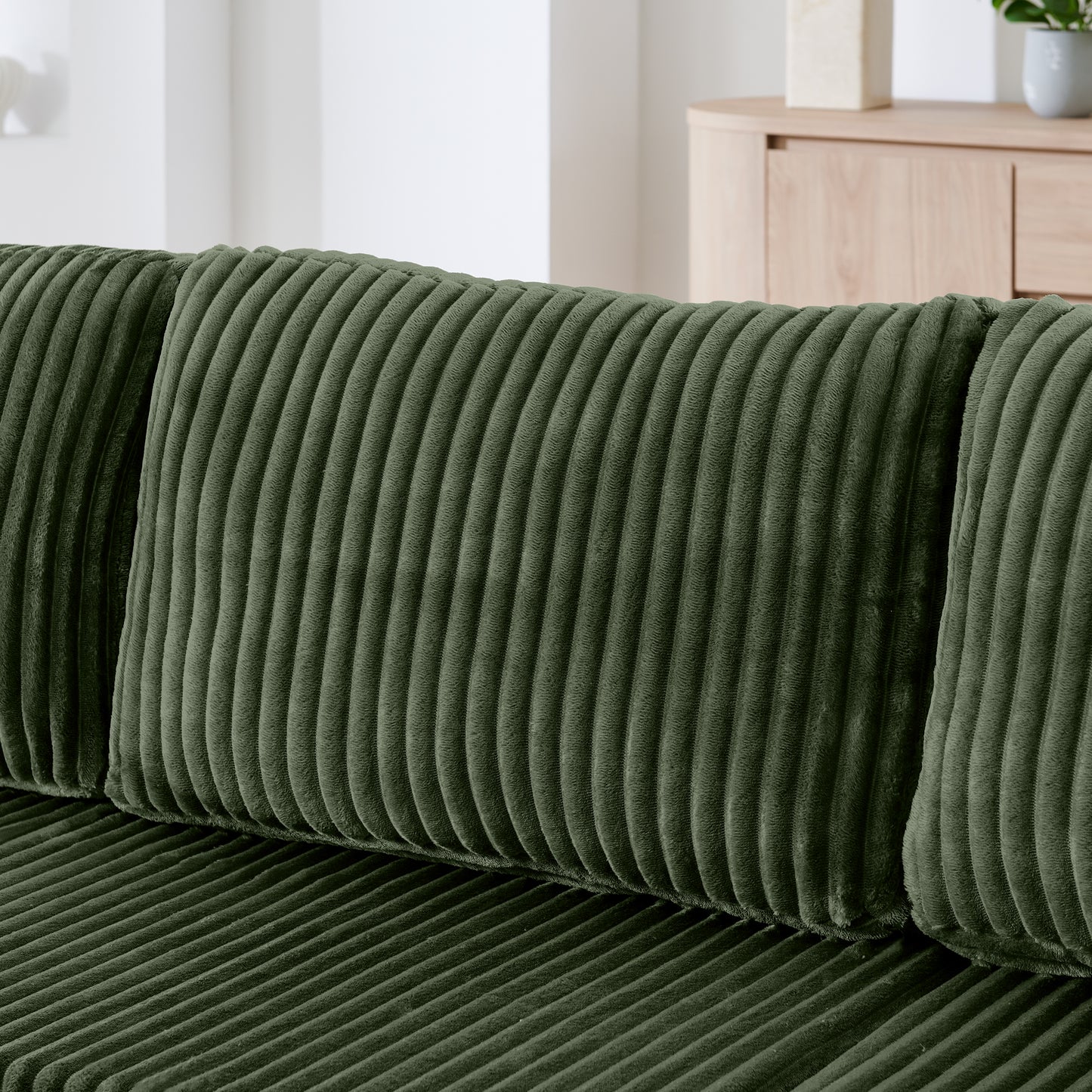 U-Shape Modular Sectional Sofa - Compressed Corduroy Couch - Green