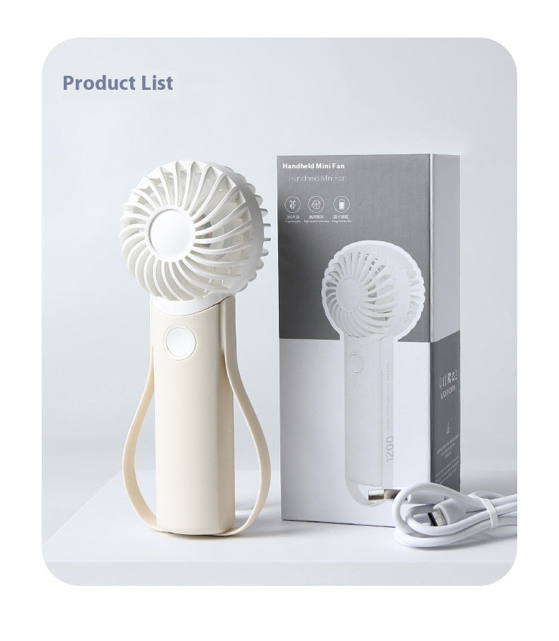 Portable Handheld Fan with Silicone Handle, USB Powered, Quiet Operation