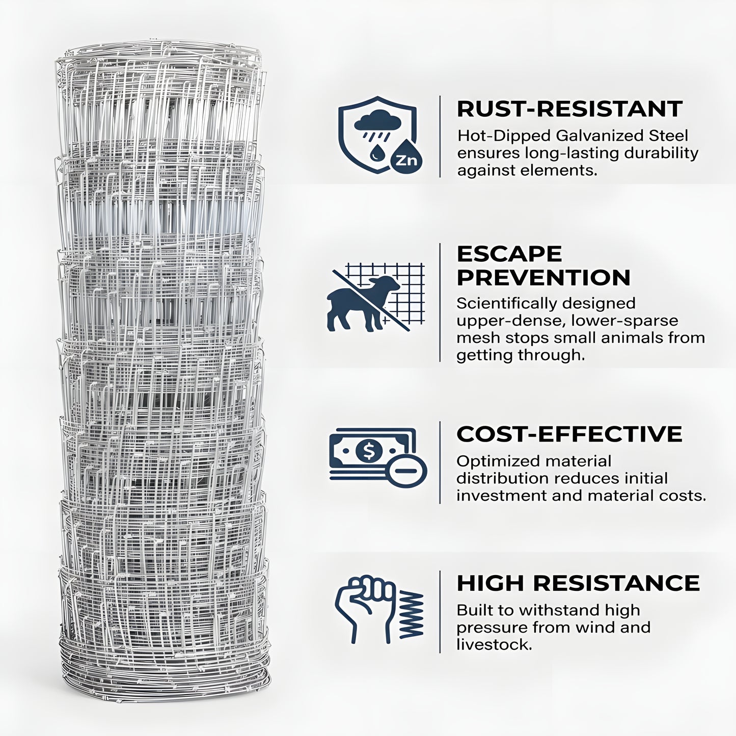 Heavy-Duty Galvanized Wire Fence - 5ft x 164ft for Cattle & Livestock