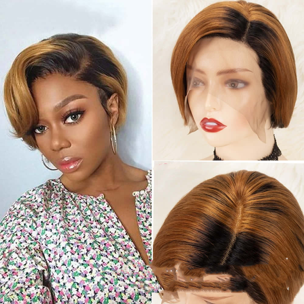 Pixie Cut Human Hair Front Lace Wig - Short Curly