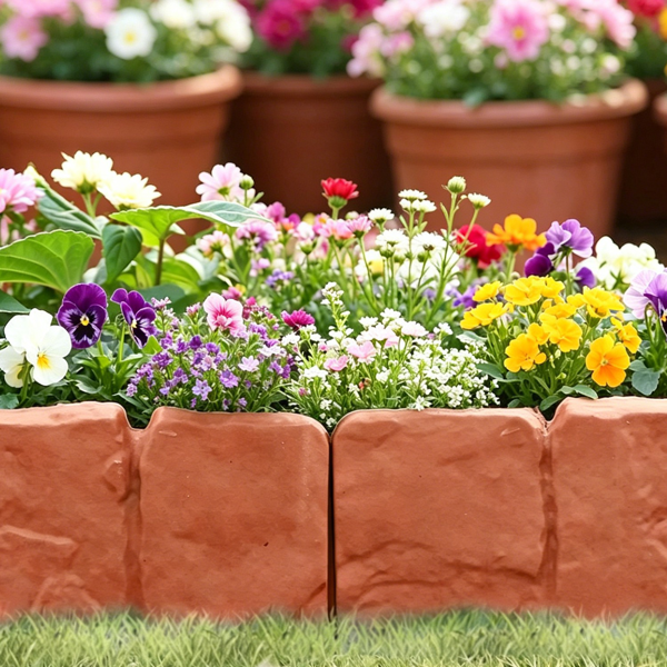 Plastic Lawn Edging 20-Piece Interlocking Garden Border for Flower Beds & Walkways