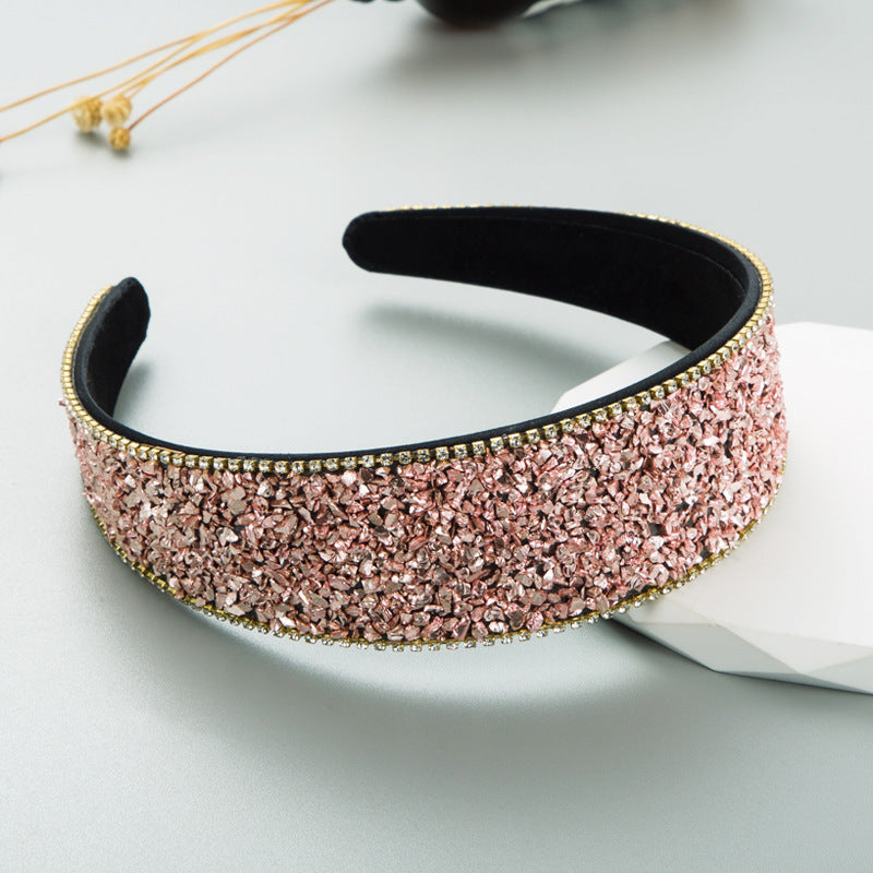 Elegant Rhinestone Wide-Brim Hair Band - Korean Style Hair Accessory