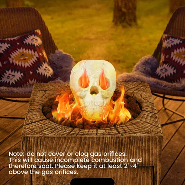 Realistic Human Skull Fire Pit Decoration - Halloween Decor