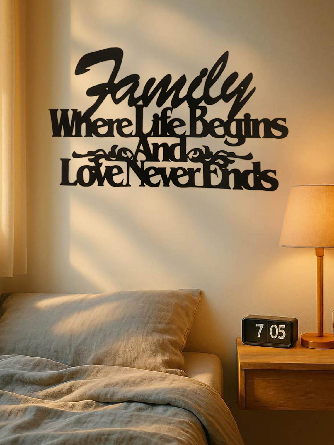 Vintage Metal Wall Sign - Where Life Begins, Love Never Ends