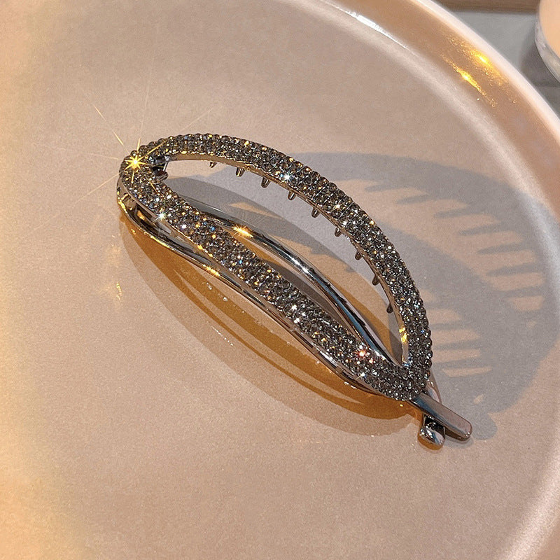 Rhinestone Hair Clip - Metal Geometric Top Clip