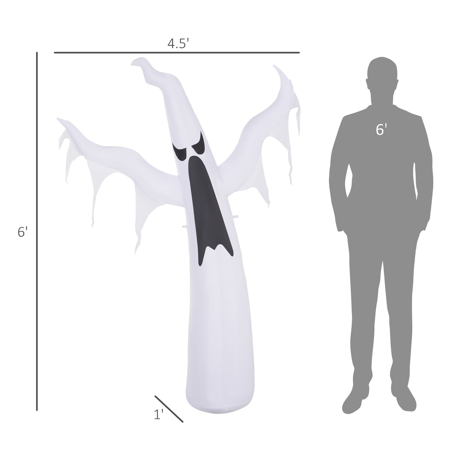 6' Light Up White Ghost Halloween Inflatable Yard Decoration