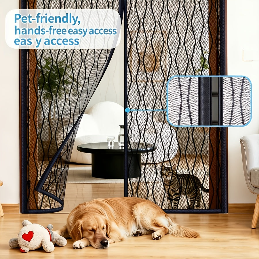 Magnetic Mosquito Screen Door Curtain - Fine Mesh, Pet Friendly, Easy Install