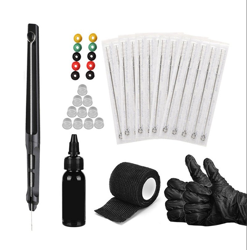 Hand Poke Tattoo Pen Kit with Ink & Needles