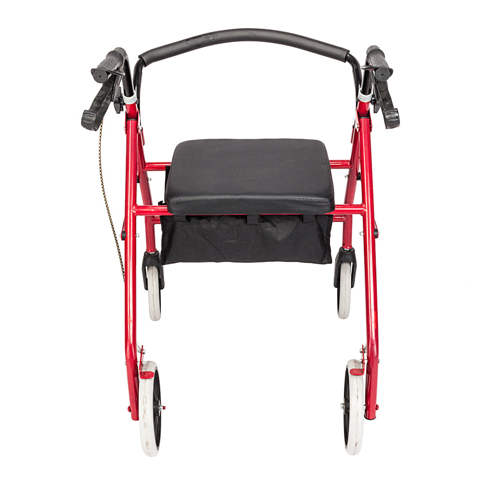 Adjustable Rollator Walker with Padded Seat - Red & Black