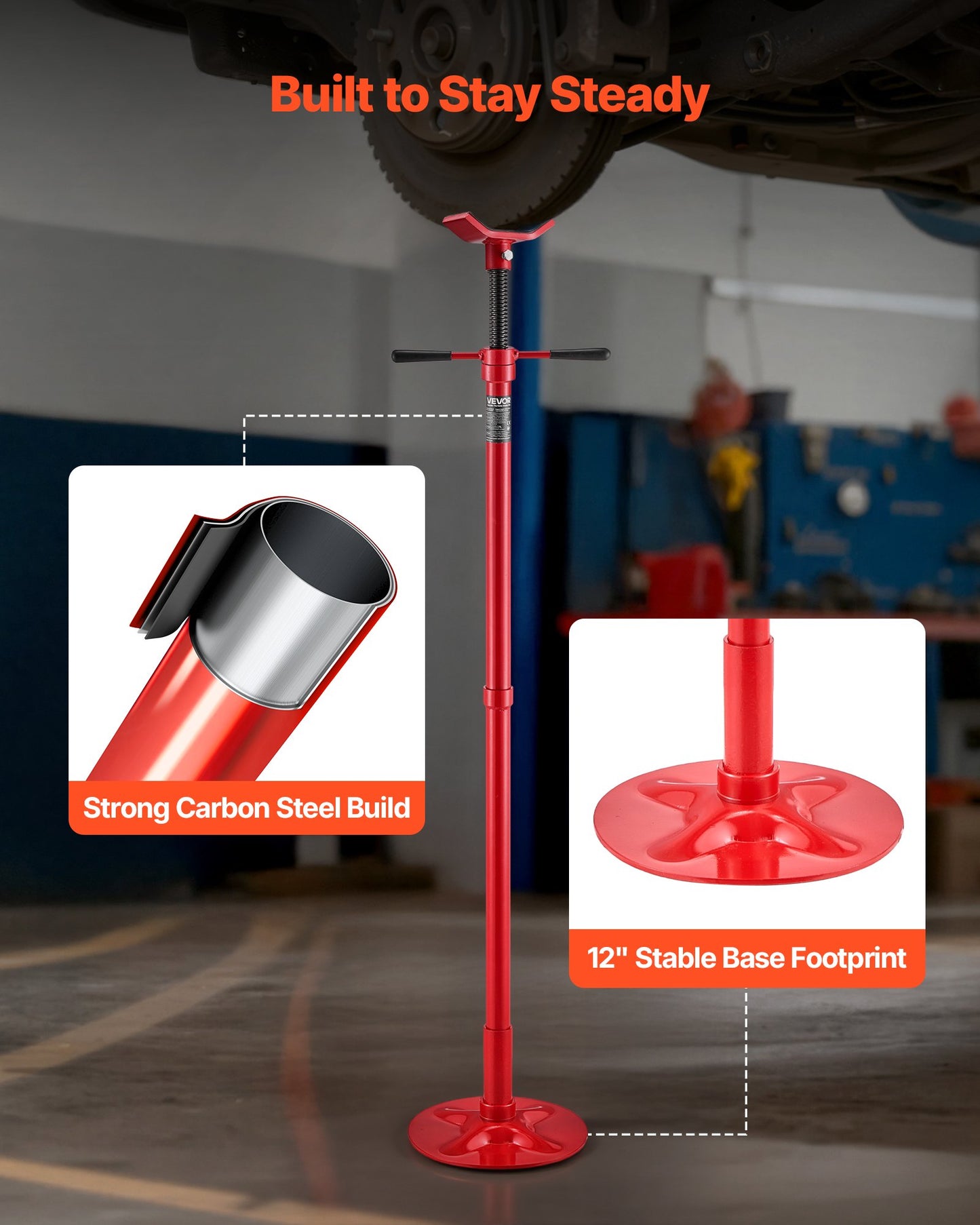Vehicle Support Stand, 3/4 Ton Capacity, Adjustable Lifting Jack for Underbody Repair