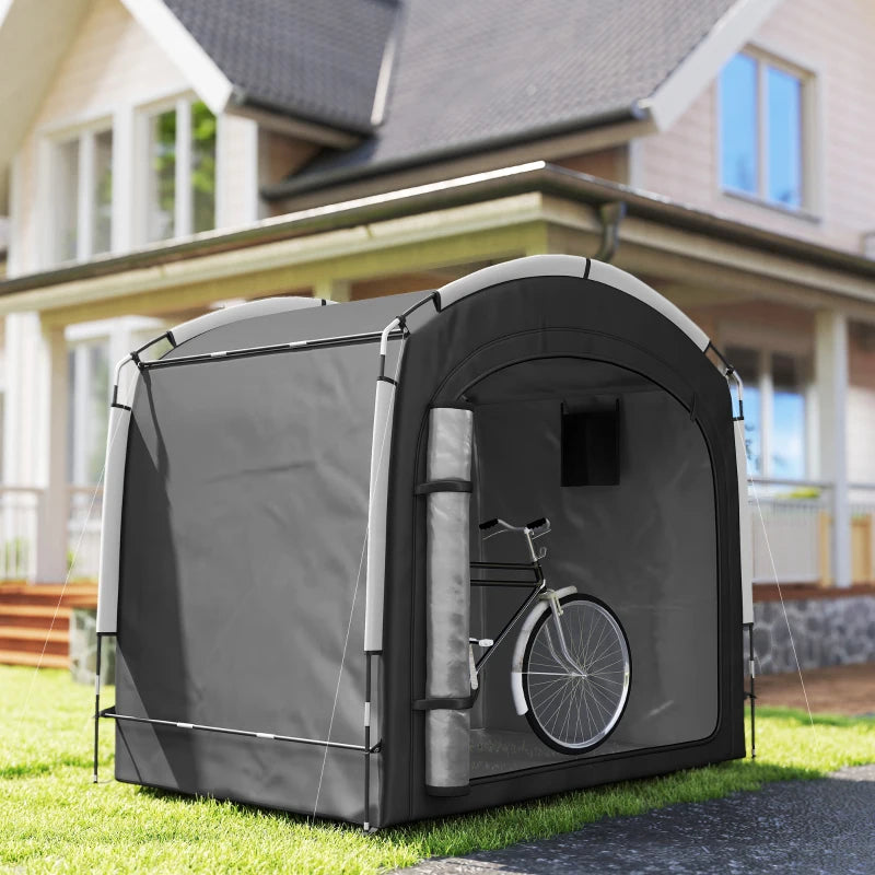 Portable Waterproof Bike Storage Tent for 3-4 Bicycles - Black Garden Shed